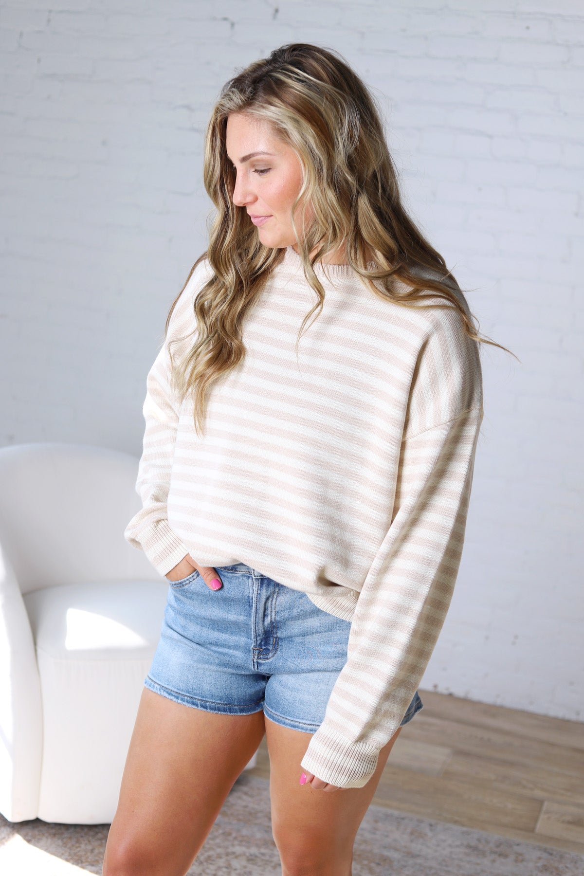 Jaxie Striped Drop Shoulder Sweater