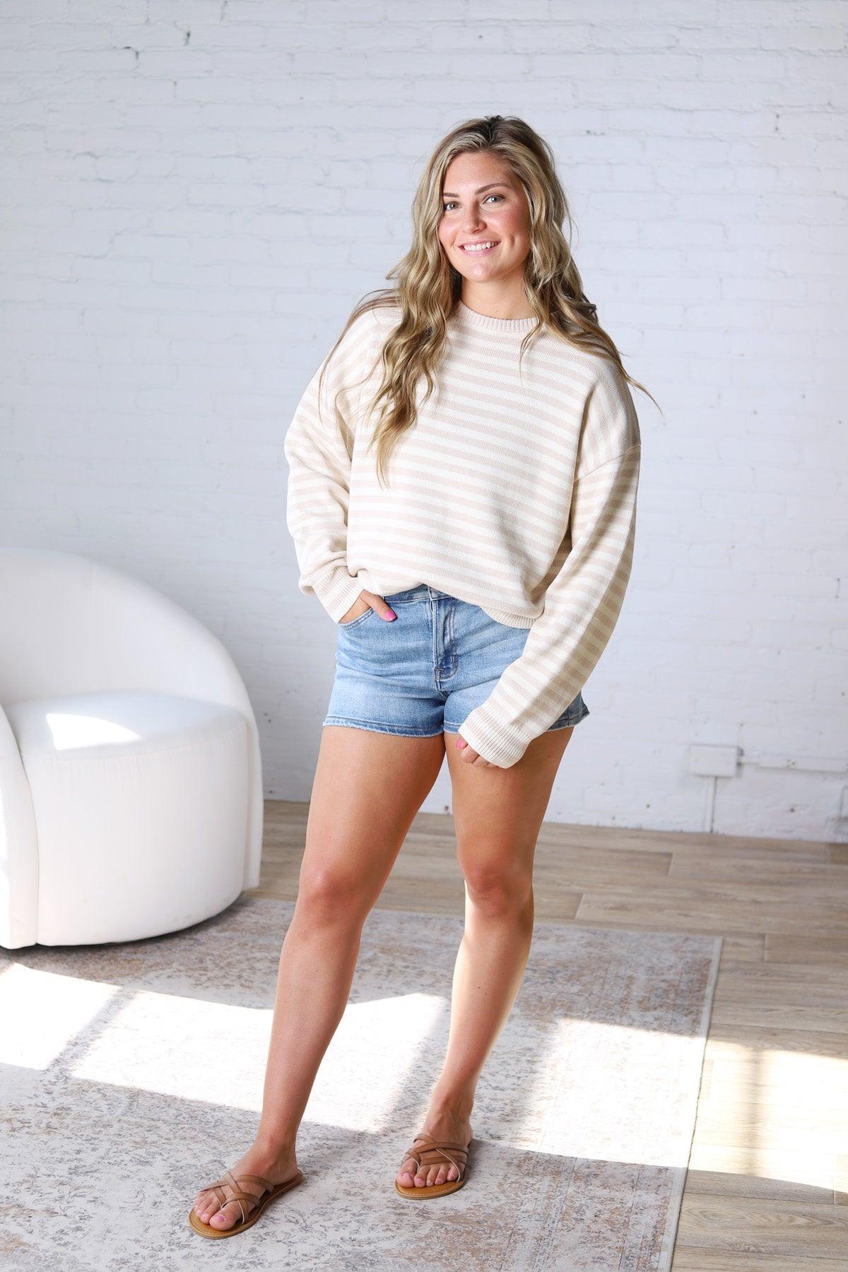 Jaxie Striped Drop Shoulder Sweater