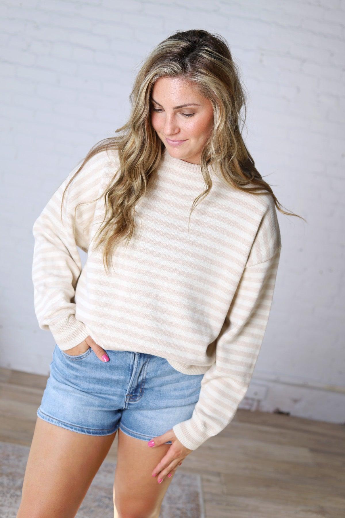 Jaxie Striped Drop Shoulder Sweater