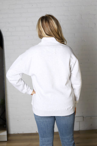 Jayda Oversized Mock Neck Pullover Sweatshirt - Grey