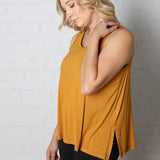 Jaylani Open Back Keyhole Yoga Tank Top - Mustard - FINAL SALE