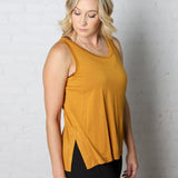 Jaylani Open Back Keyhole Yoga Tank Top - Mustard - FINAL SALE