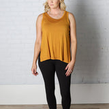 Jaylani Open Back Keyhole Yoga Tank Top - Mustard - FINAL SALE