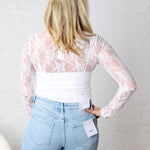 Jerin Merrow Hem Floral Mesh Top - White FINAL SALE