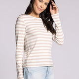 Jess Top - White Tan Stripe