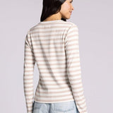Jess Top - White Tan Stripe