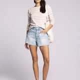 Jess Top - White Tan Stripe