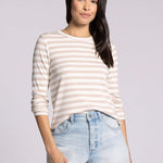 Jess Top - White Tan Stripe