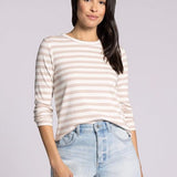 Jess Top - White Tan Stripe