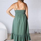 Jiselle Shirring Top Tiered Midi Dress