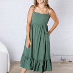 Jiselle Shirring Top Tiered Midi Dress