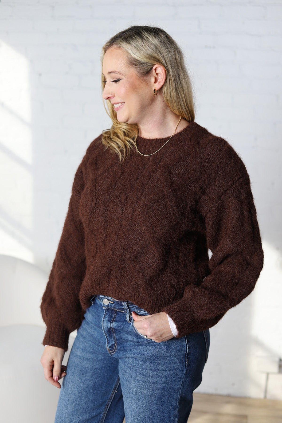 Join Hands Cable Knit Sweater - Brown