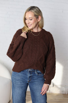 Join Hands Cable Knit Sweater - Brown