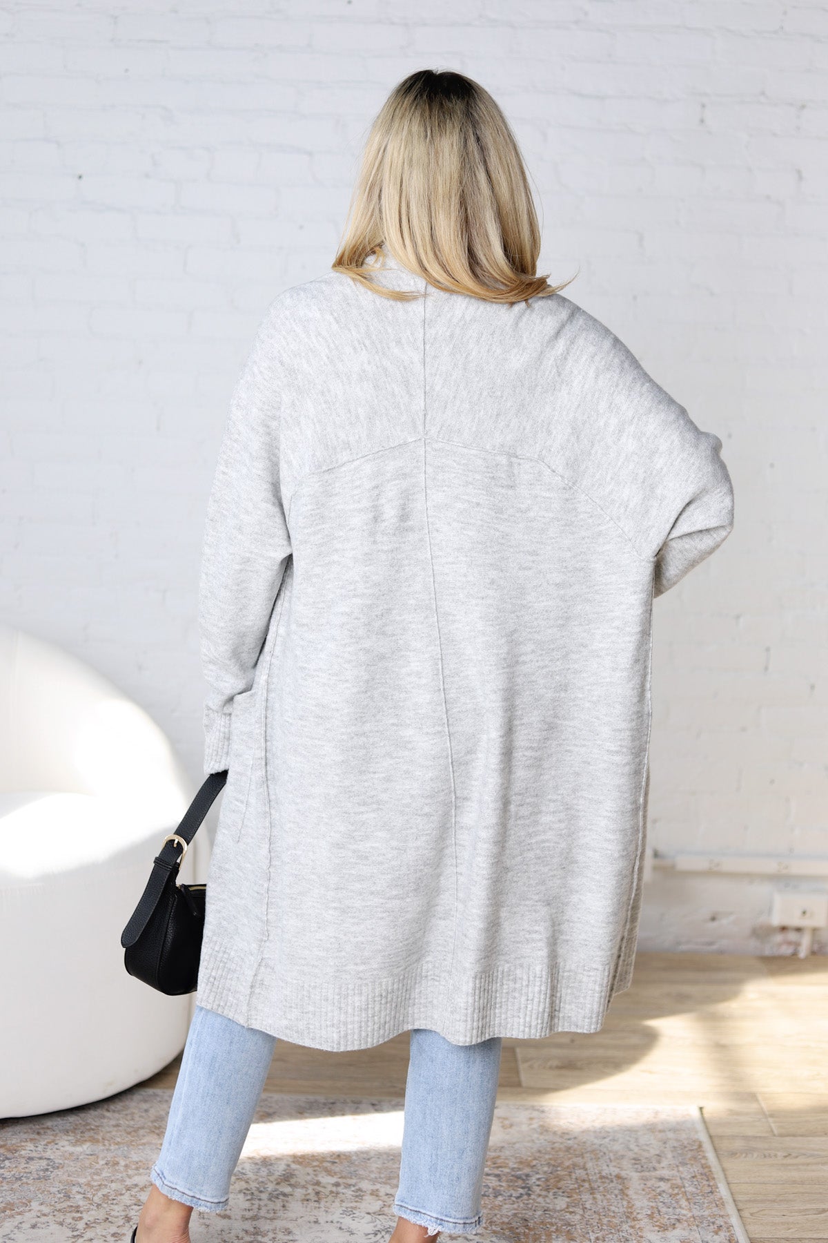 Jolie Long Line Cardigan - Grey