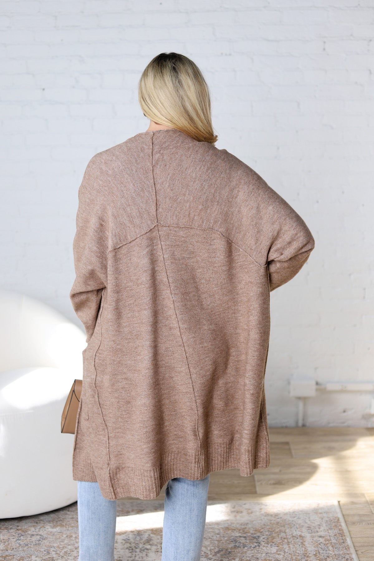 Jolie Long Line Cardigan - Latte