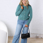 Jolie Wool Blended Button Up Cardigan - Emerald