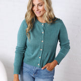 Jolie Wool Blended Button Up Cardigan - Emerald