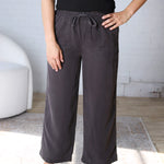 Joliee Tencel Wide Leg Drawstring Pants - Charcoal