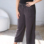 Joliee Tencel Wide Leg Drawstring Pants - Charcoal