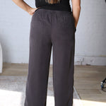 Joliee Tencel Wide Leg Drawstring Pants - Charcoal
