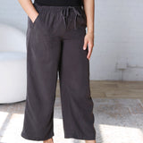 Joliee Tencel Wide Leg Drawstring Pants - Charcoal
