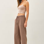 Joliee Tencel Wide Leg Drawstring Pants - CoCoa
