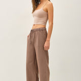 Joliee Tencel Wide Leg Drawstring Pants - CoCoa