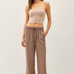 Joliee Tencel Wide Leg Drawstring Pants - CoCoa