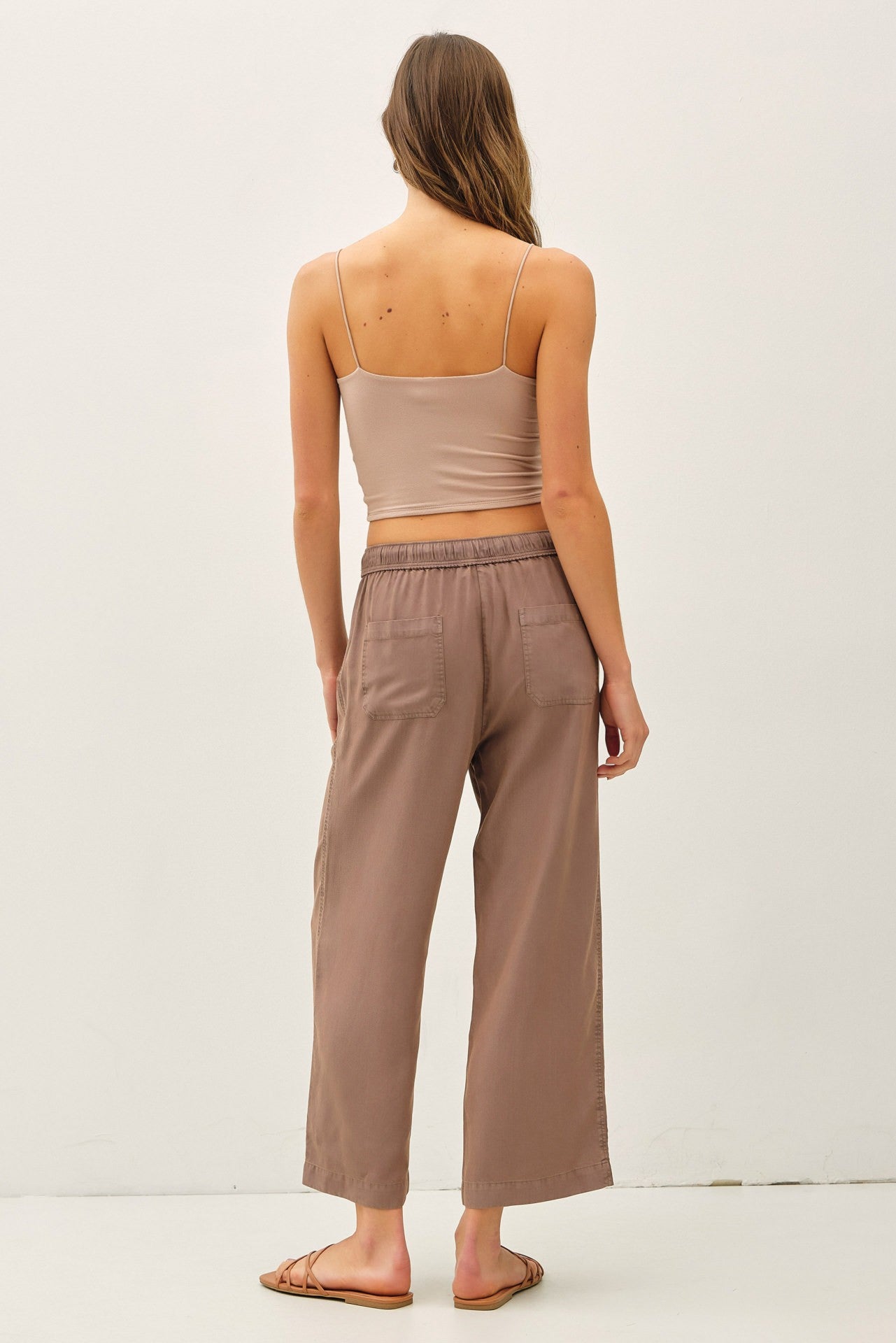 Joliee Tencel Wide Leg Drawstring Pants - CoCoa