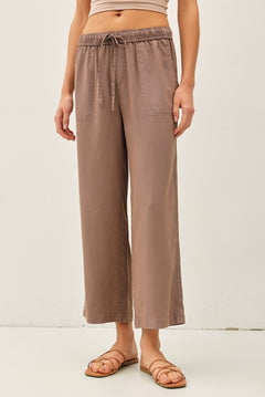 Joliee Tencel Wide Leg Drawstring Pants - CoCoa