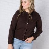 Jora Ribbed Button-Up Cardigan - Chocolate
