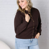 Jora Ribbed Button-Up Cardigan - Chocolate