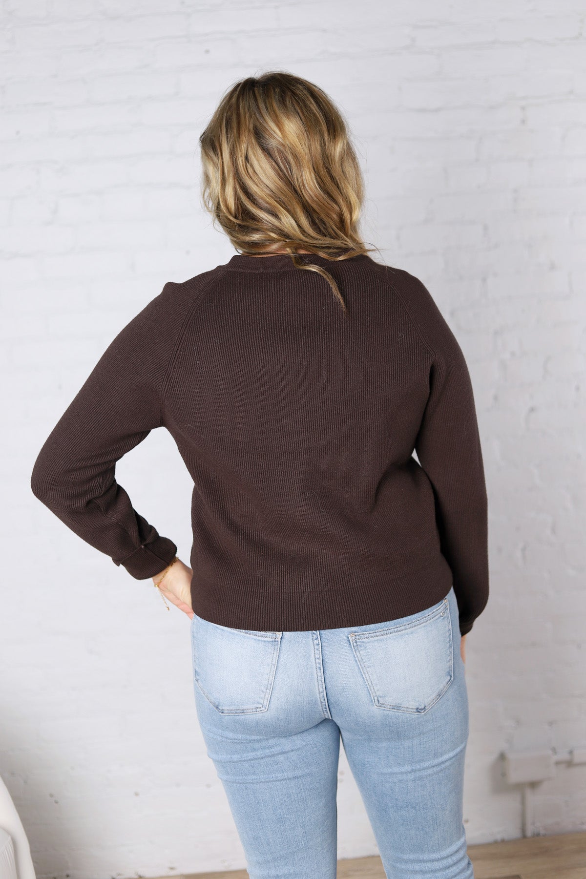 Jora Ribbed Button-Up Cardigan - Chocolate