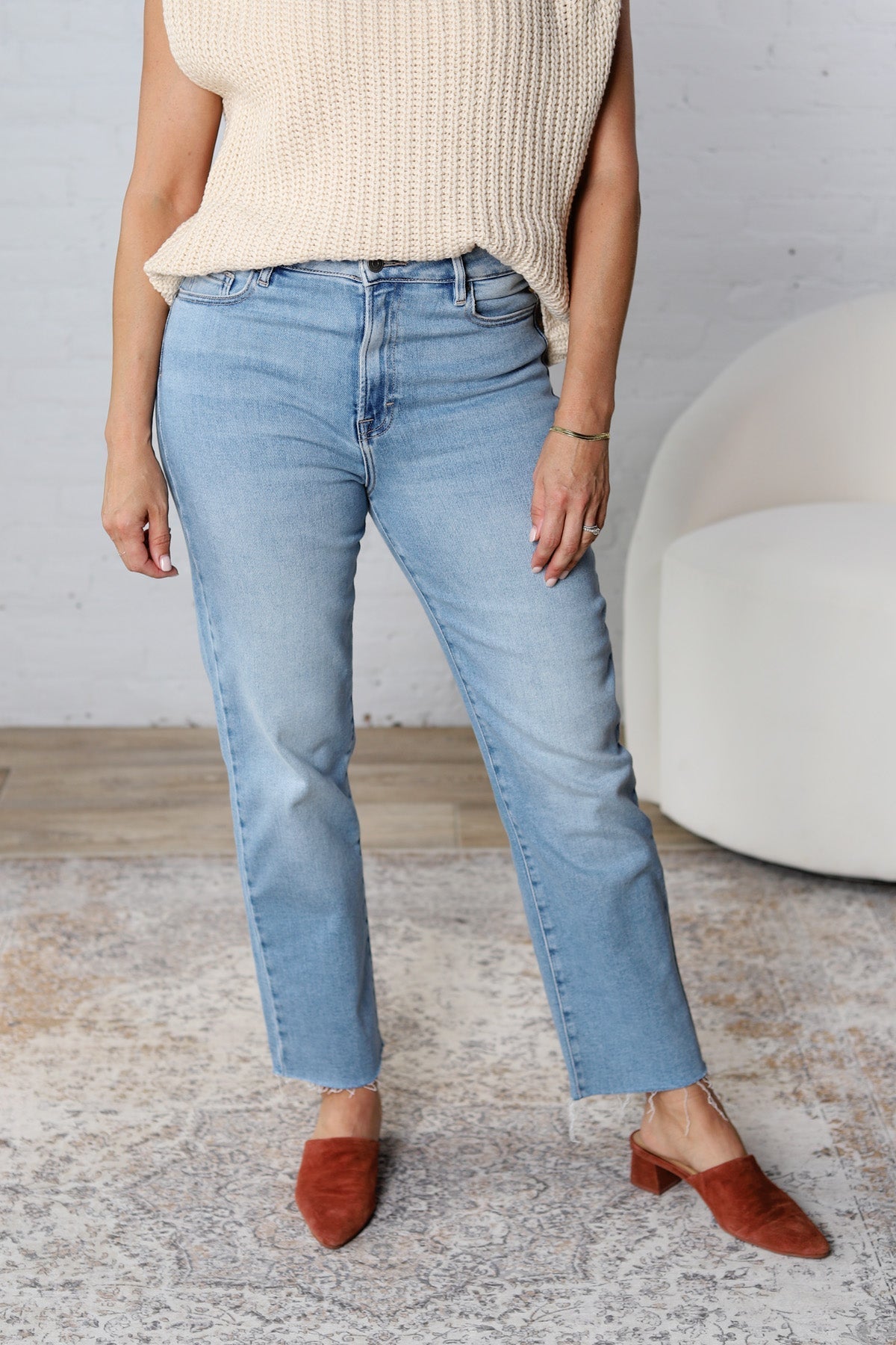 Jordyn Clean Straight Crop Jeans - Super Light Wash - FINAL SALE