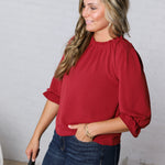 Jori Ruffle Neck Blouse - Red