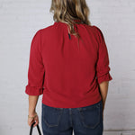 Jori Ruffle Neck Blouse - Red