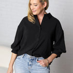 Josephine Balloon Sleeve Shirt - Black