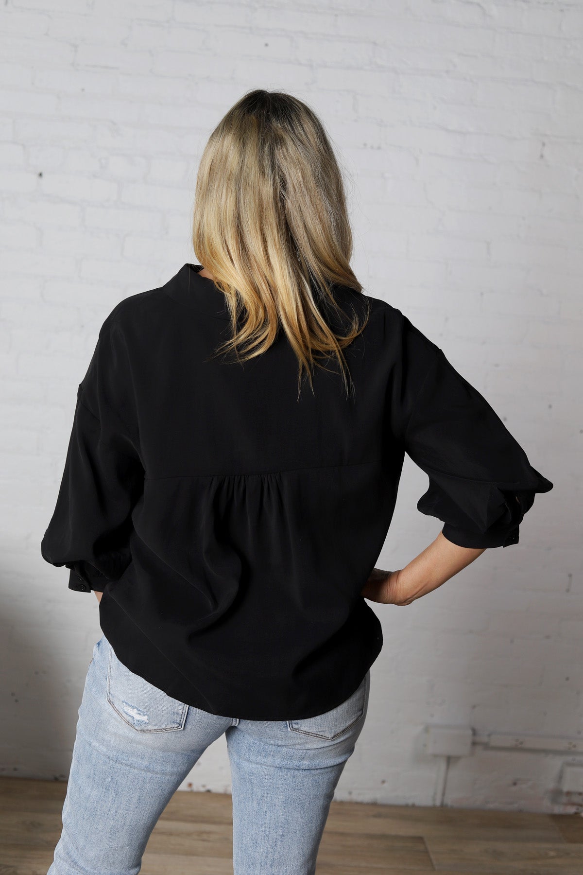 Josephine Balloon Sleeve Shirt - Black