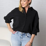 Josephine Balloon Sleeve Shirt - Black