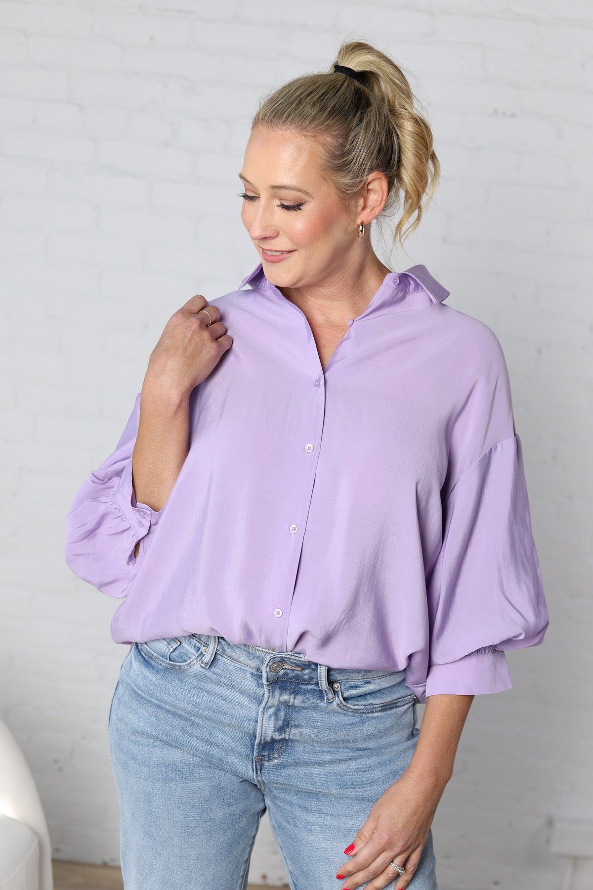 Josephine Balloon Sleeve Shirt - Lilac