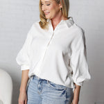 Josephine Balloon Sleeve Shirt - White