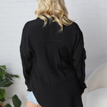 Josie Solid Lightweight Button Down Shirt - Black - FINAL SALE