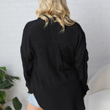 Josie Solid Lightweight Button Down Shirt - Black - FINAL SALE