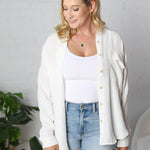 Josie Solid Lightweight Button Down Shirt - White