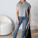 Jovie Short Sleeve Sweater Top - H Grey