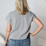 Jovie Short Sleeve Sweater Top - H Grey