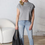 Jovie Short Sleeve Sweater Top - H Grey