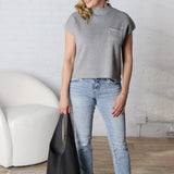 Jovie Short Sleeve Sweater Top - H Grey