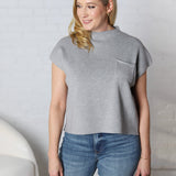 Jovie Short Sleeve Sweater Top - H Grey