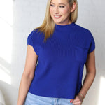 Jovie Short Sleeve Sweater Top - Royal Blue